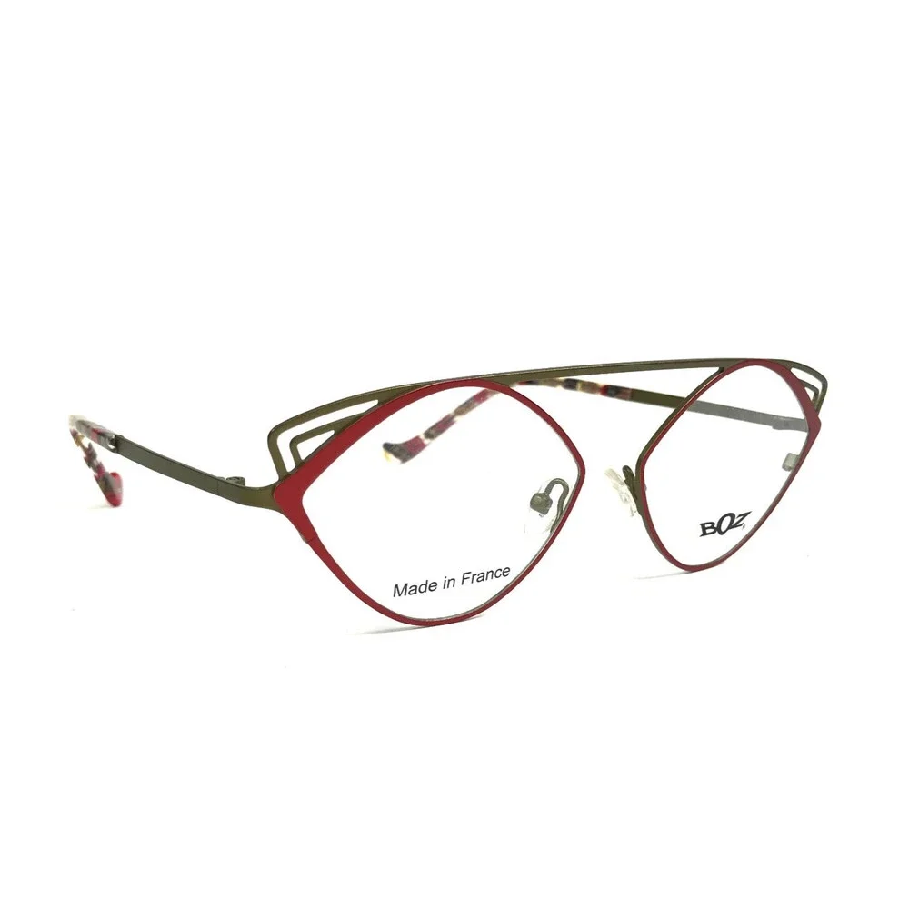BOZ by J.F. Rey Eyeglasses Frames NIKI 3540 Red Khaki Green Wire Rim 55-15-140